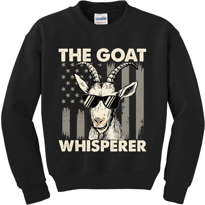 The Goat Whisperer - USA American Flag Farm Animal Lover Kids Sweatshirt