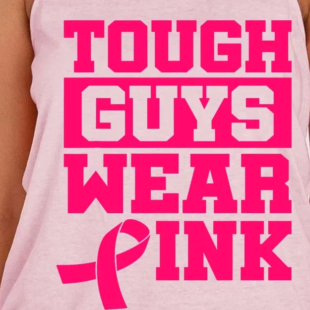 Tough Guys Wear Pink Breast Cancer Awareness Cancer Fighter Women's Knotted Racerback Tank