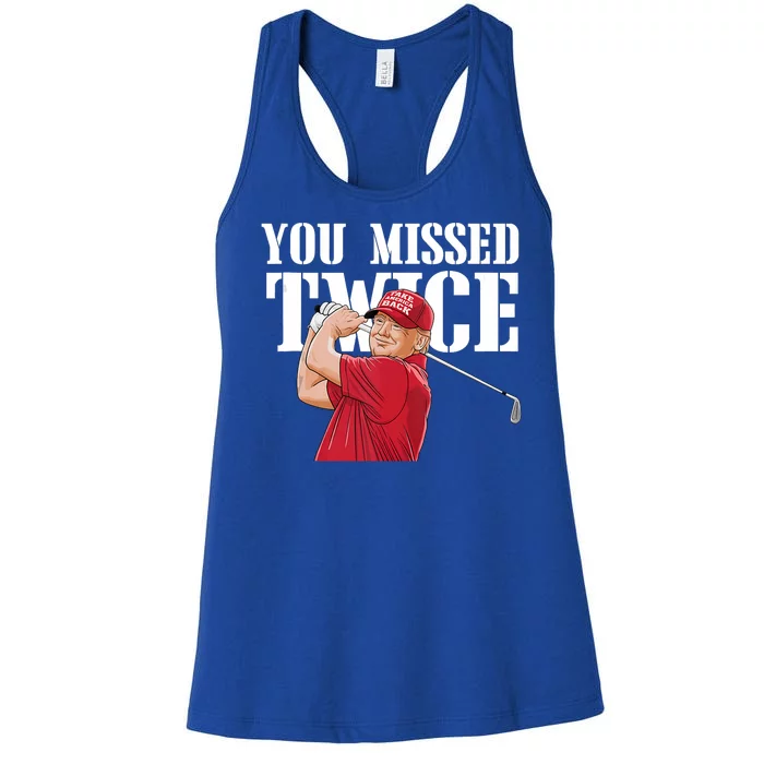 Trump Golf You Missed Twice Funny Trump 45 47 President Vote Women's Racerback Tank