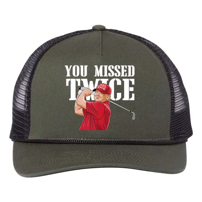 Trump Golf You Missed Twice Funny Trump 45 47 President Vote Retro Rope Trucker Hat Cap