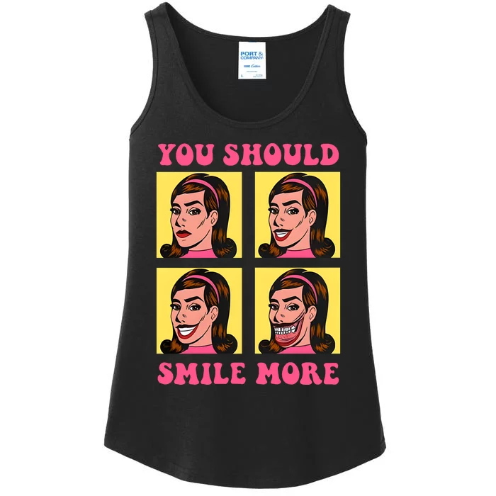 Tragic Girl You Should Smile More Ladies Essential Tank