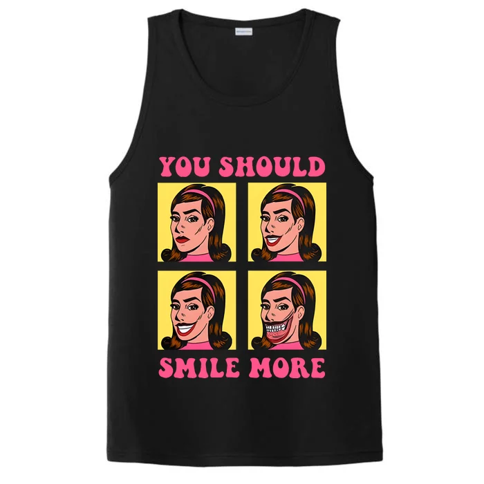 Tragic Girl You Should Smile More Performance Tank