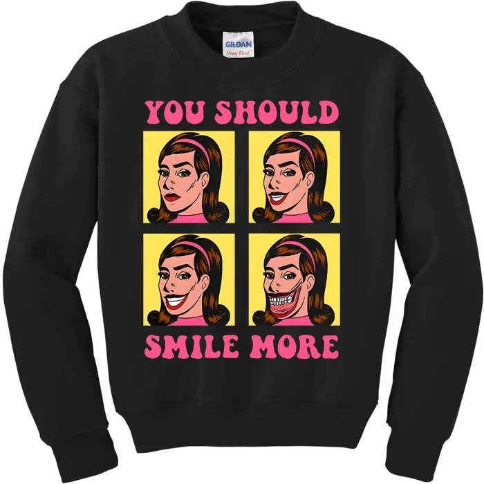 Tragic Girl You Should Smile More Kids Sweatshirt