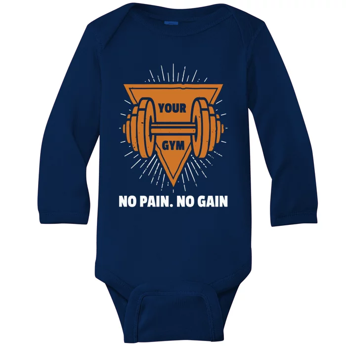 Tgiftgreat Gift Your Gym No Pain No Gain Cute Gift Baby Long Sleeve Bodysuit