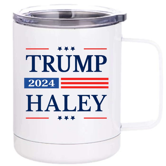 Trump Haley 2024 American Flag USA Flag President Campaign Premium Front & Back 12oz Stainless Steel Tumbler Cup