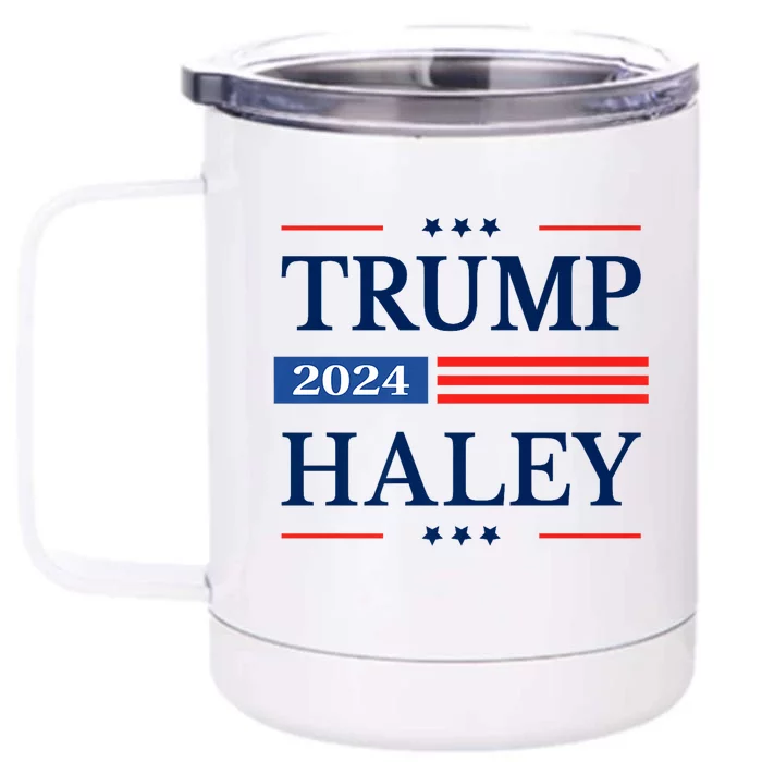 Trump Haley 2024 American Flag USA Flag President Campaign Premium Front & Back 12oz Stainless Steel Tumbler Cup