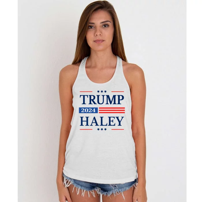 Trump Haley 2024 American Flag USA Flag President Campaign Premium Women's Knotted Racerback Tank