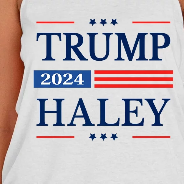 Trump Haley 2024 American Flag USA Flag President Campaign Premium Women's Knotted Racerback Tank