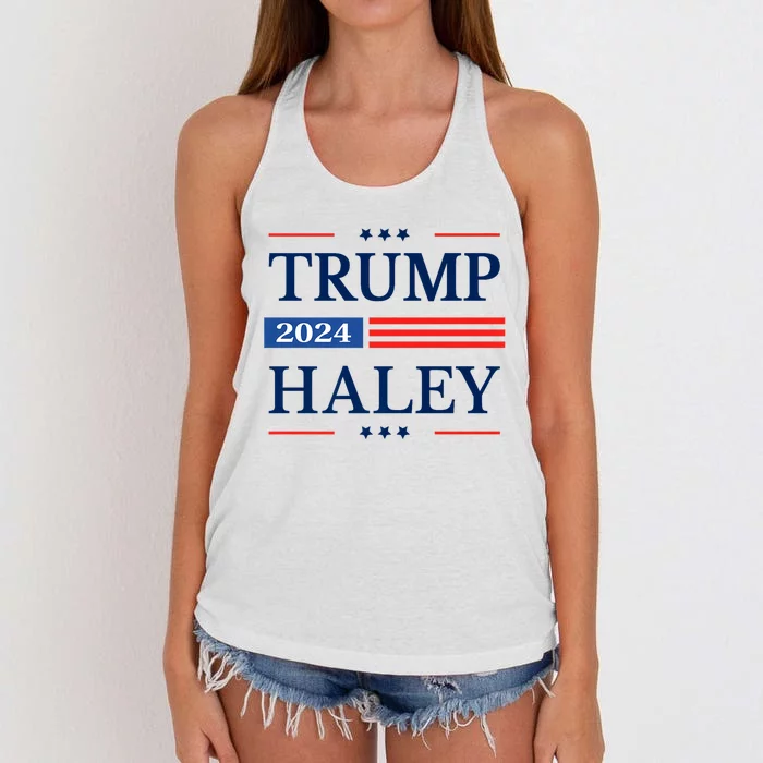 Trump Haley 2024 American Flag USA Flag President Campaign Premium Women's Knotted Racerback Tank