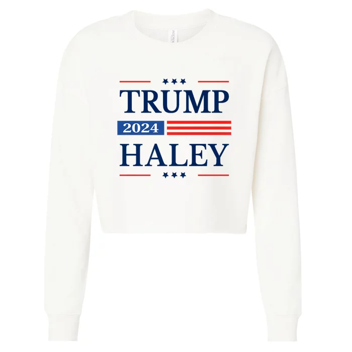 Trump Haley 2024 American Flag USA Flag President Campaign Premium Cropped Pullover Crew