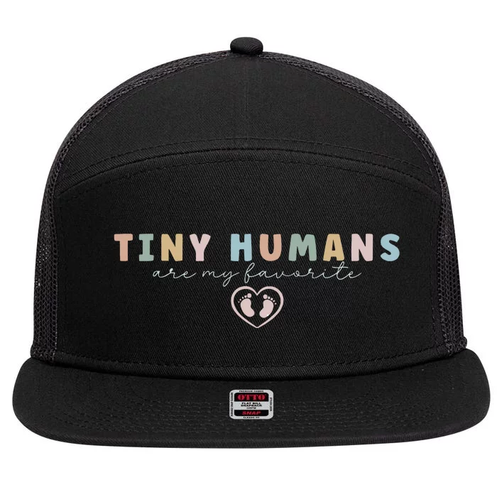 Tiny Humans Are My Favorite Tiny Humans Peds Nurse 7 Panel Mesh Trucker Snapback Hat