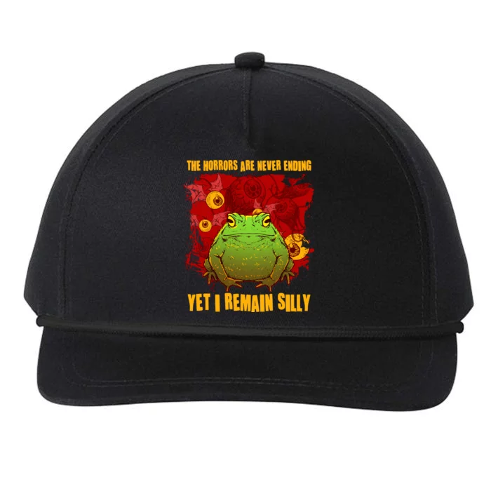 The Horrors Are Never Ending Yet I Remain Silly Frog Toad Snapback Five-Panel Rope Hat