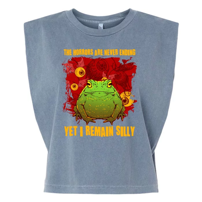 The Horrors Are Never Ending Yet I Remain Silly Frog Toad Garment-Dyed Women's Muscle Tee