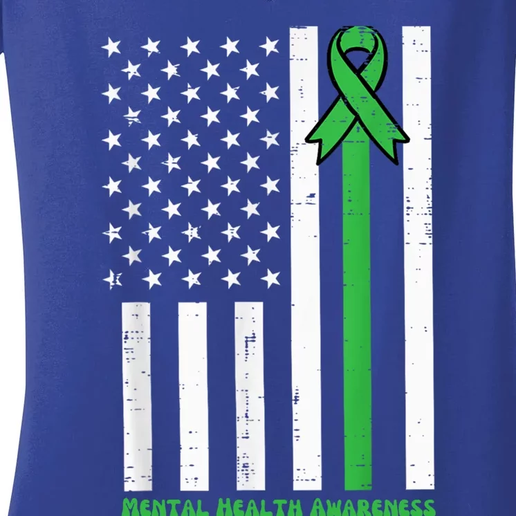 Tal Health Awareness Ribbon Flag Patriotic Funny Gift Women's V-Neck T-Shirt