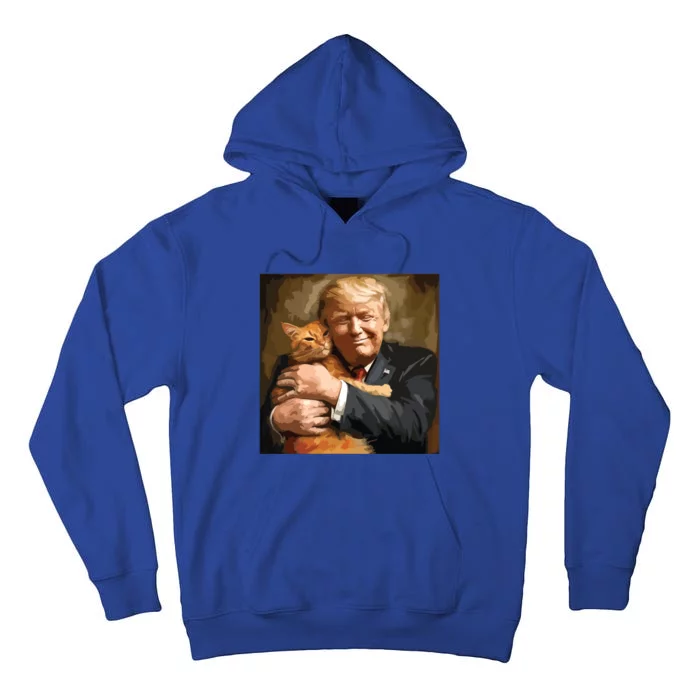 Trump Hugging An Orange Cat 2024 Tall Hoodie