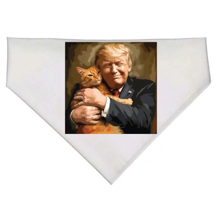 Trump Hugging An Orange Cat 2024 USA-Made Doggie Bandana