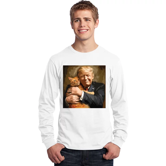 Trump Hugging An Orange Cat 2024 Long Sleeve Shirt