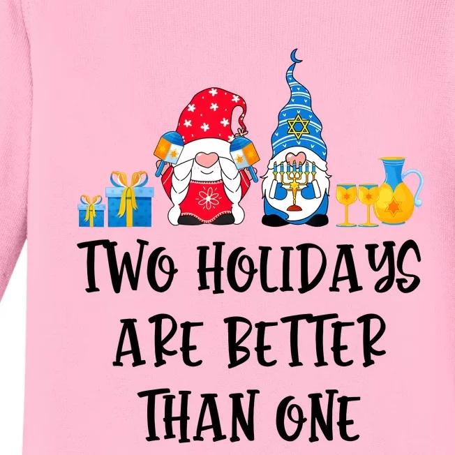 Two Holidays Are Better Than One Christmas Hanukkah Jewish Baby Long Sleeve Bodysuit