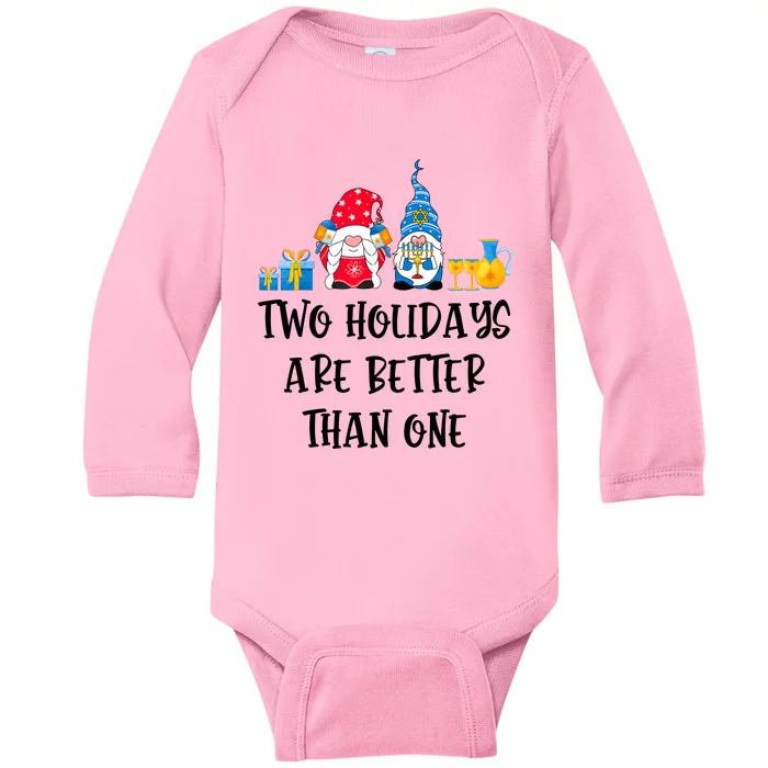 Two Holidays Are Better Than One Christmas Hanukkah Jewish Baby Long Sleeve Bodysuit