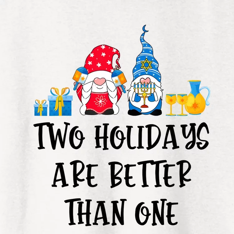 Two Holidays Are Better Than One Christmas Hanukkah Jewish Women's Crop Top Tee