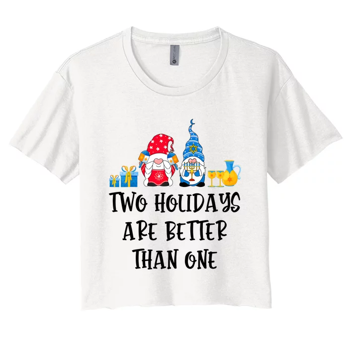 Two Holidays Are Better Than One Christmas Hanukkah Jewish Women's Crop Top Tee