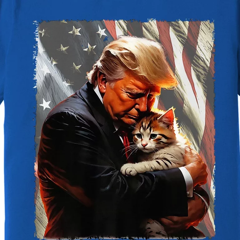 Trump Hugging An Orange Cat 2024 Make Cats Safe Again Premium Premium T-Shirt