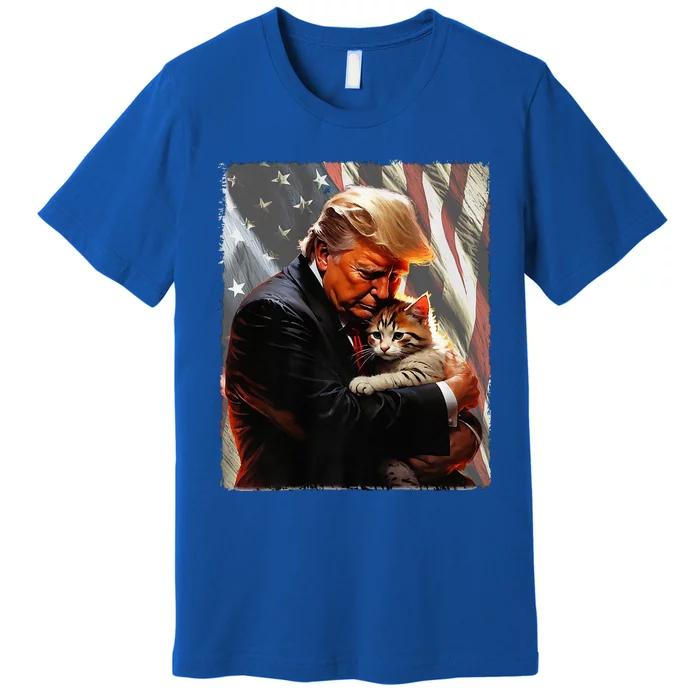 Trump Hugging An Orange Cat 2024 Make Cats Safe Again Premium Premium T-Shirt