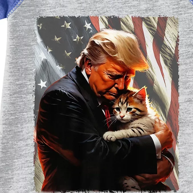 Trump Hugging An Orange Cat 2024 Make Cats Safe Again Premium Infant Baby Jersey Bodysuit