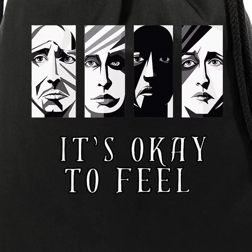 Tal Health Awareness Its Okay To Feel Emotion Four Faces Drawstring Bag