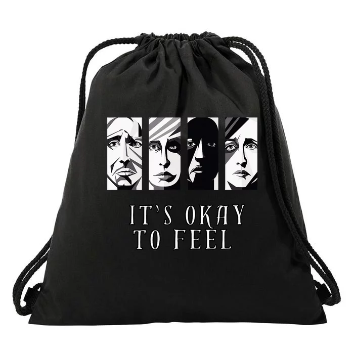 Tal Health Awareness Its Okay To Feel Emotion Four Faces Drawstring Bag