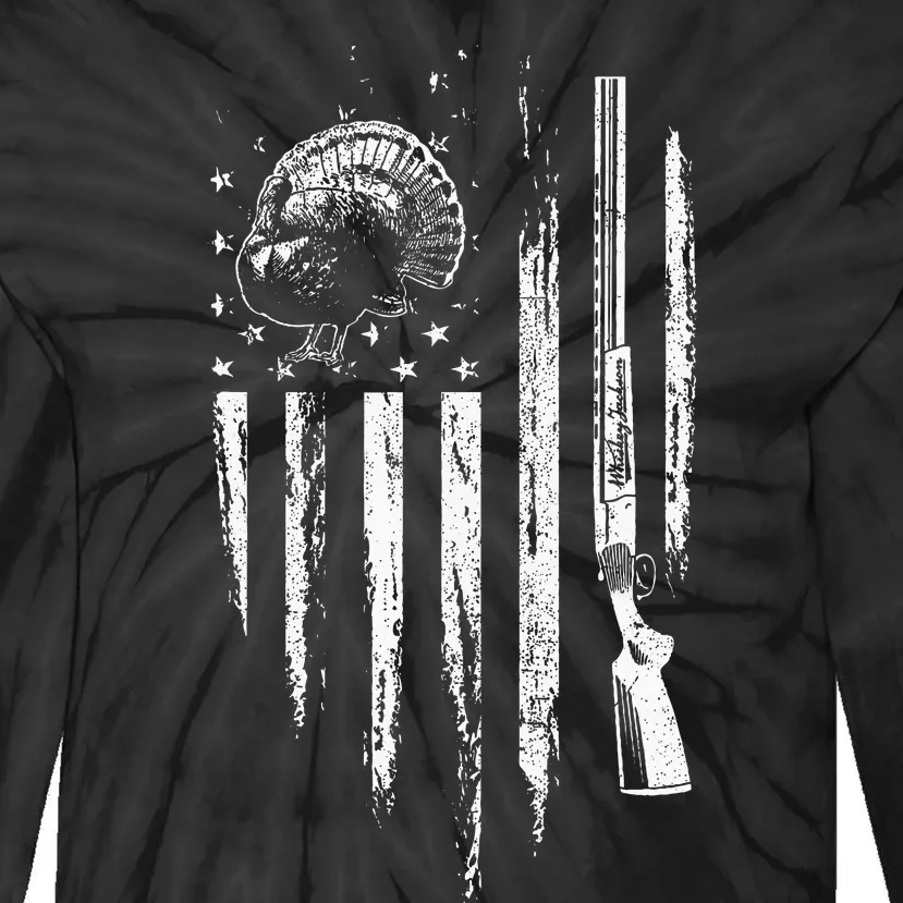 Turkey Hunting American Flag Thunder Chicken Gift For Hunter Tie-Dye Long Sleeve Shirt