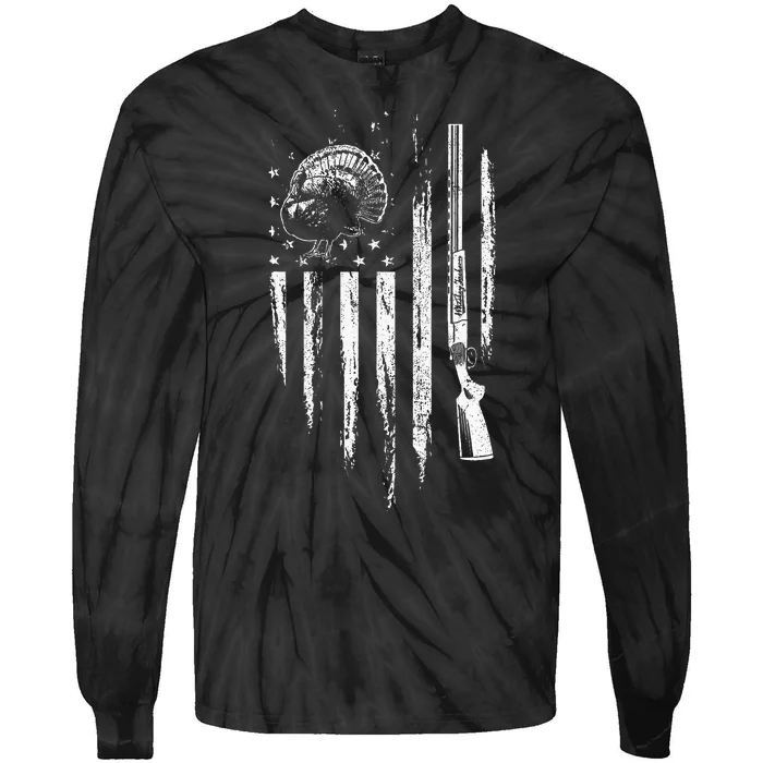 Turkey Hunting American Flag Thunder Chicken Gift For Hunter Tie-Dye Long Sleeve Shirt