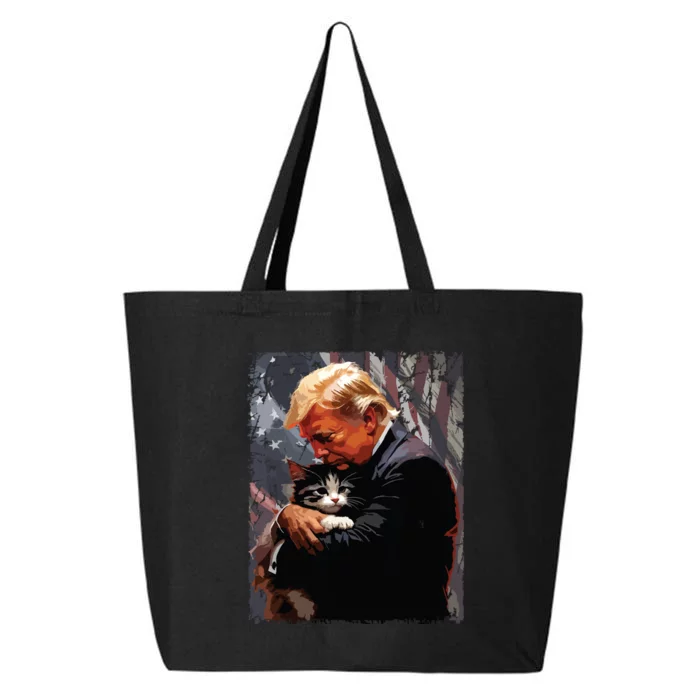 Trump Hugging An Orange Cat 2024 Make Cats Safe Again 25L Jumbo Tote