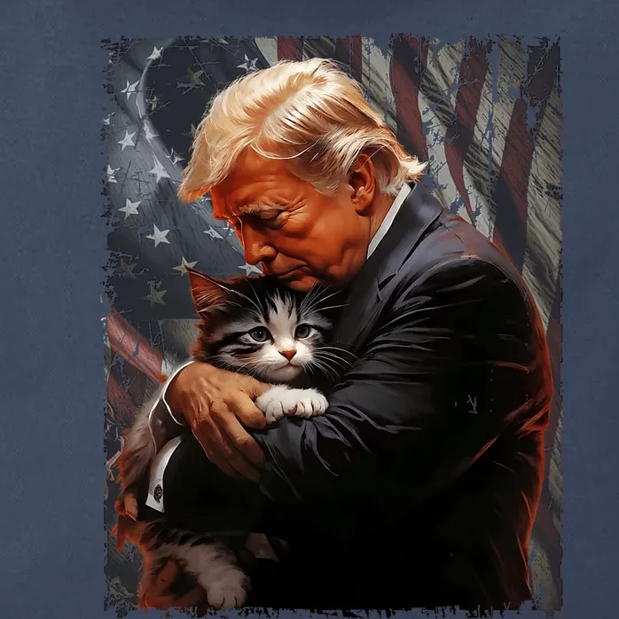 Trump Hugging An Orange Cat 2024 Make Cats Safe Again Zip Tote Bag