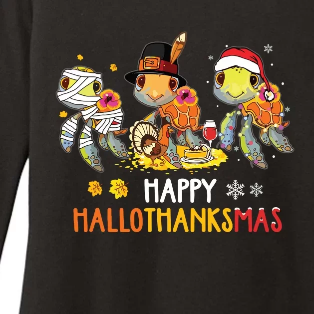 Turtles Halloween And Merry Christmas Happy Hallothanksmas Womens CVC Long Sleeve Shirt