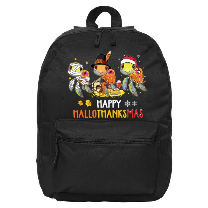 Turtles Halloween And Merry Christmas Happy Hallothanksmas 16 in Basic Backpack