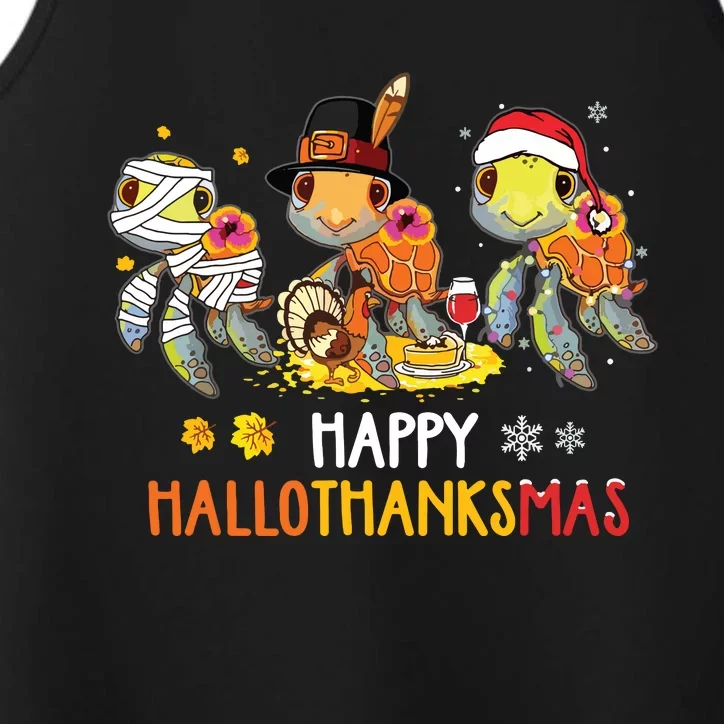 Turtles Halloween And Merry Christmas Happy Hallothanksmas Performance Tank