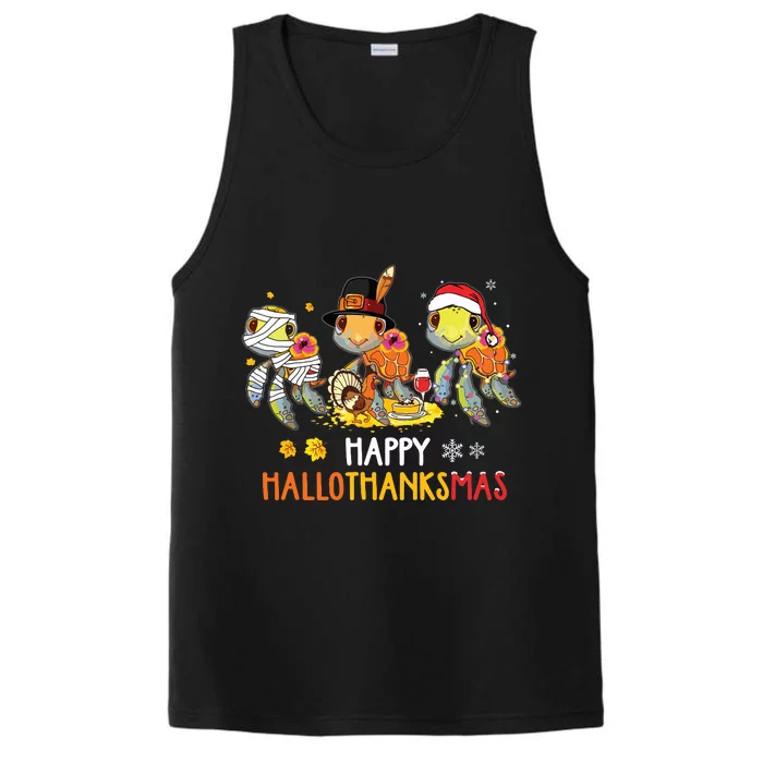 Turtles Halloween And Merry Christmas Happy Hallothanksmas Performance Tank