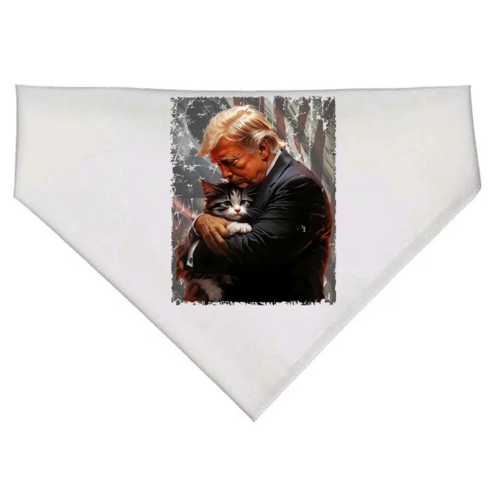 Trump Hugging An Orange Cat 2024 Make Cats Safe Again USA-Made Doggie Bandana