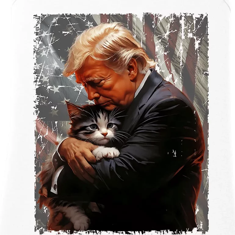 Trump Hugging An Orange Cat 2024 Make Cats Safe Again Ladies Essential Tank