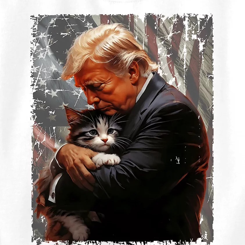 Trump Hugging An Orange Cat 2024 Make Cats Safe Again Kids Sweatshirt