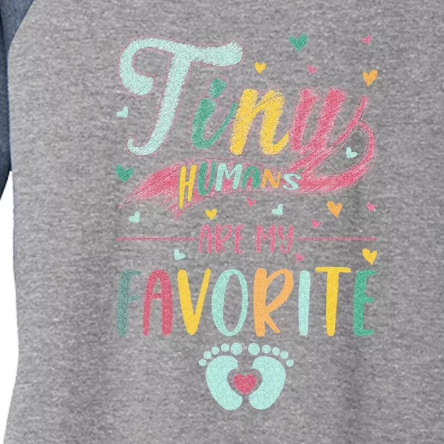 Tiny Humans Are My Favorite NICU Nurse Women's Tri-Blend 3/4-Sleeve Raglan Shirt