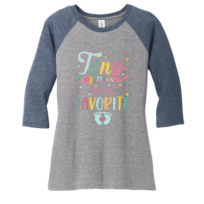 Tiny Humans Are My Favorite NICU Nurse Women's Tri-Blend 3/4-Sleeve Raglan Shirt