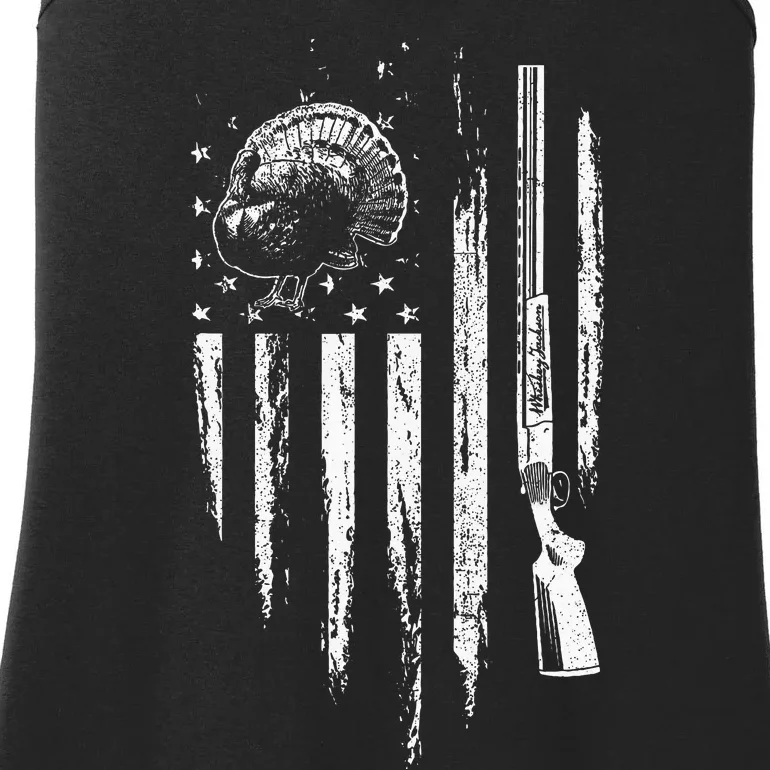 Turkey Hunting American Flag Thunder Chicken Gift For Hunter Ladies Essential Tank