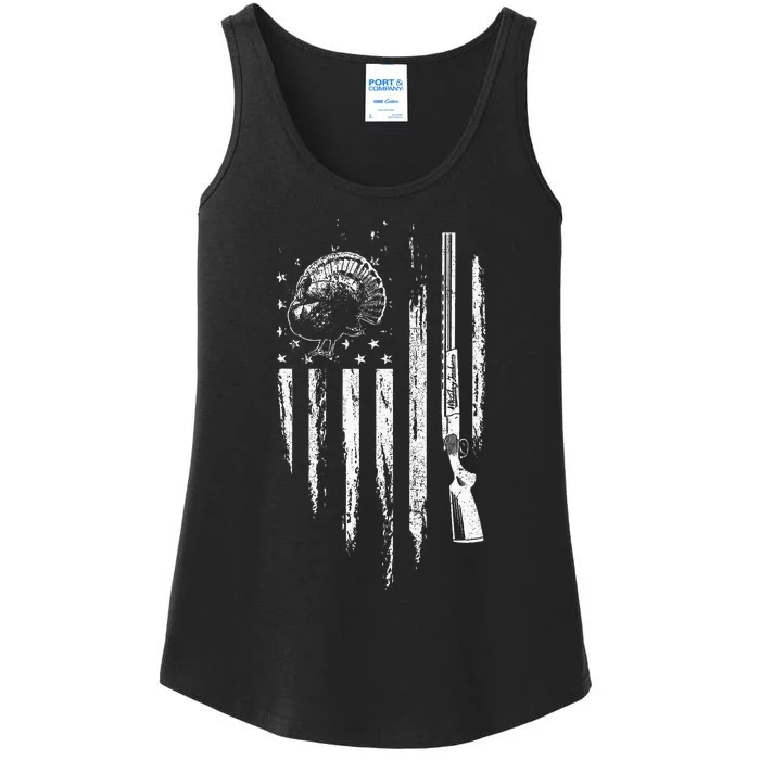 Turkey Hunting American Flag Thunder Chicken Gift For Hunter Ladies Essential Tank