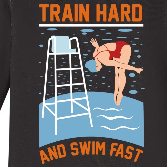 Train Hard And Swim Fast Baby Long Sleeve Bodysuit