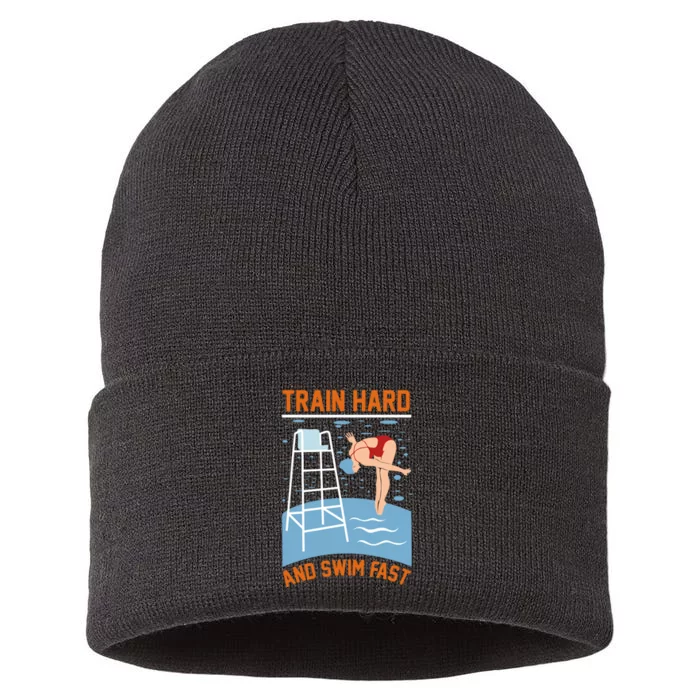 Train Hard And Swim Fast Sustainable Knit Beanie