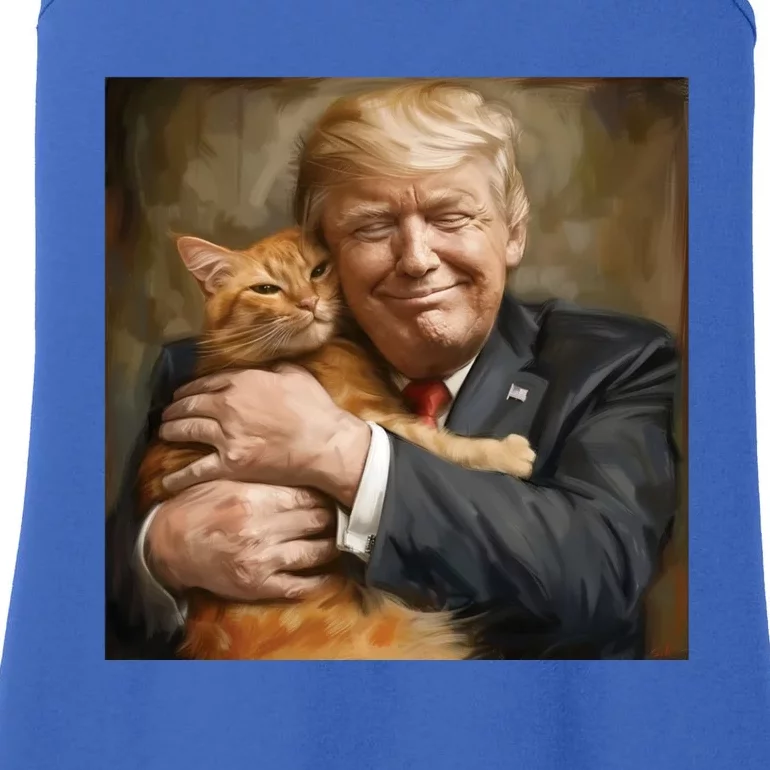 Trump Hugging An Orange Cat 2024 Ladies Essential Tank