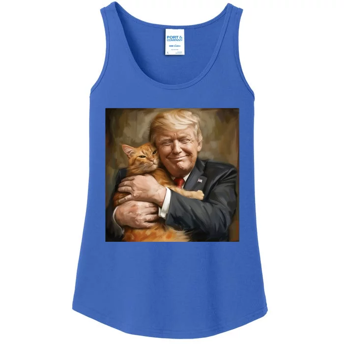 Trump Hugging An Orange Cat 2024 Ladies Essential Tank