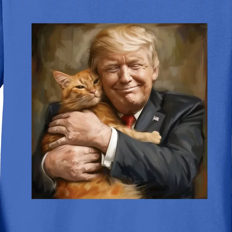 Trump Hugging An Orange Cat 2024 Kids Long Sleeve Shirt